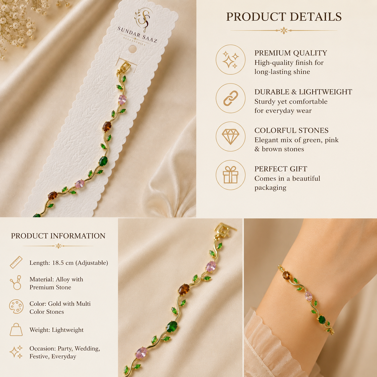 Crystal Leaf Bracelet