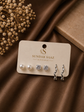 Silver Hoop & Pearl Stud Earring Combo Set for Women & Girls