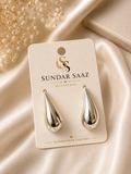Silver teardrop Statement Earrings